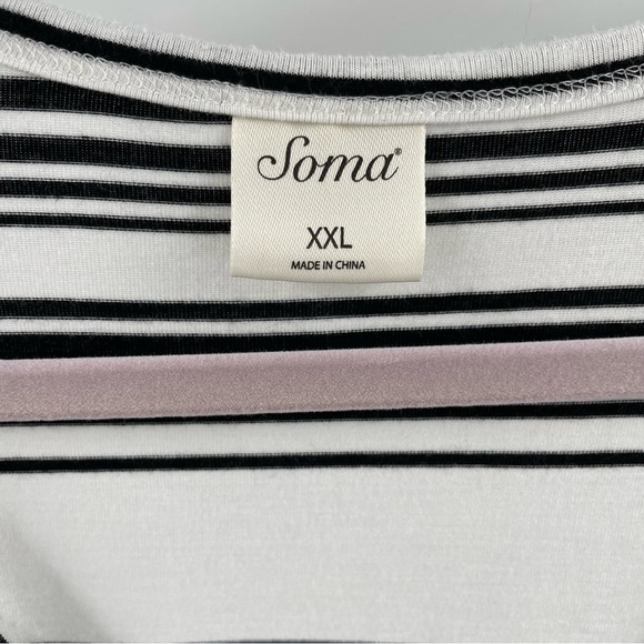 Soma Super Soft Black Stripe Dolman Sleeve Scoop Neck Pullover Rayon Spandex Top - Picture 4 of 9